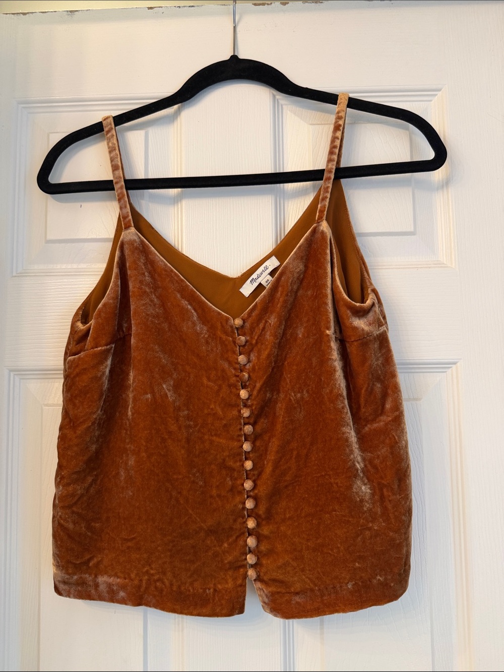 Madewell Velvet Button-Front Cami in Rust
